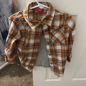 Plaid Kids Shirt in Orange and White